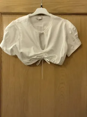 27180 Krueger  Dirndl Blouse Off  White with delicate lace edging neckline