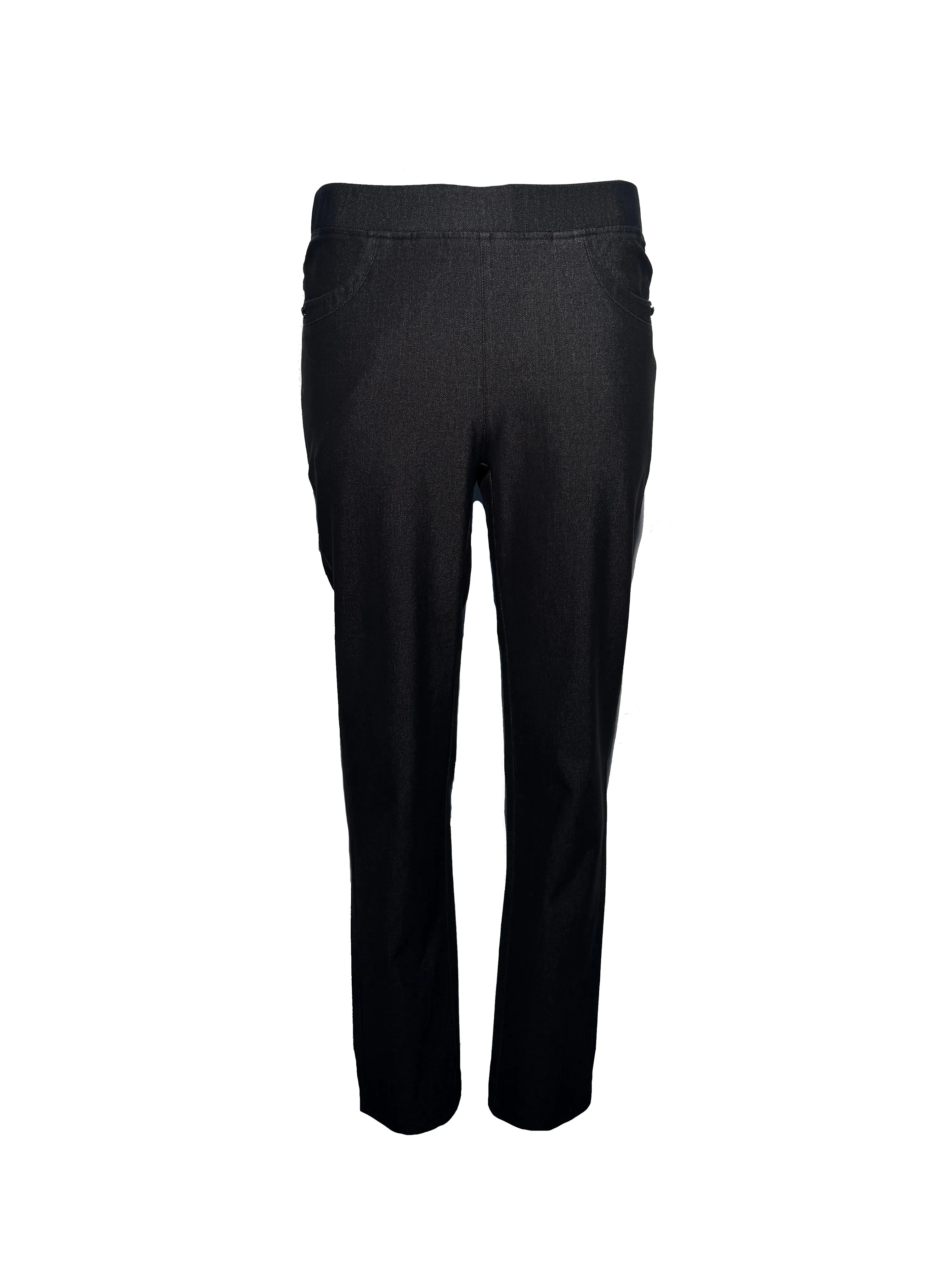29" Leg Denim Trouser With Metal Trim Pocket - T29807 - Black