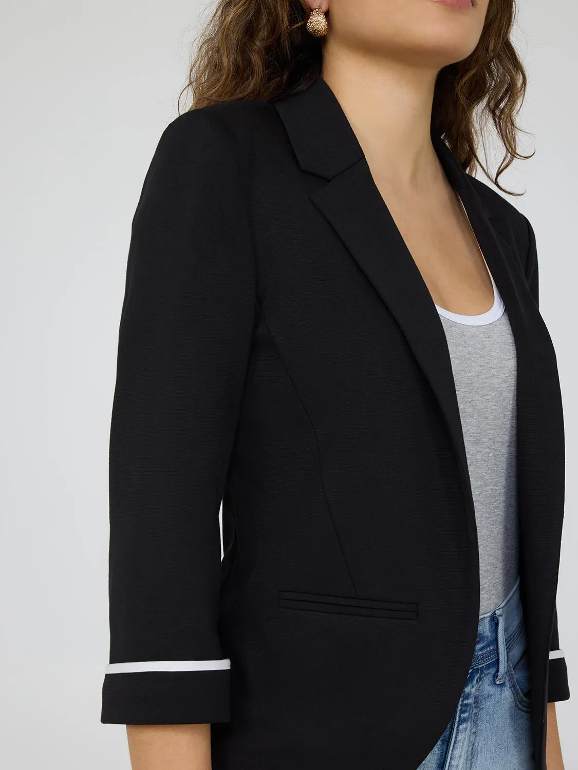 3/4 Contrast Cuff Sleeve Blazer