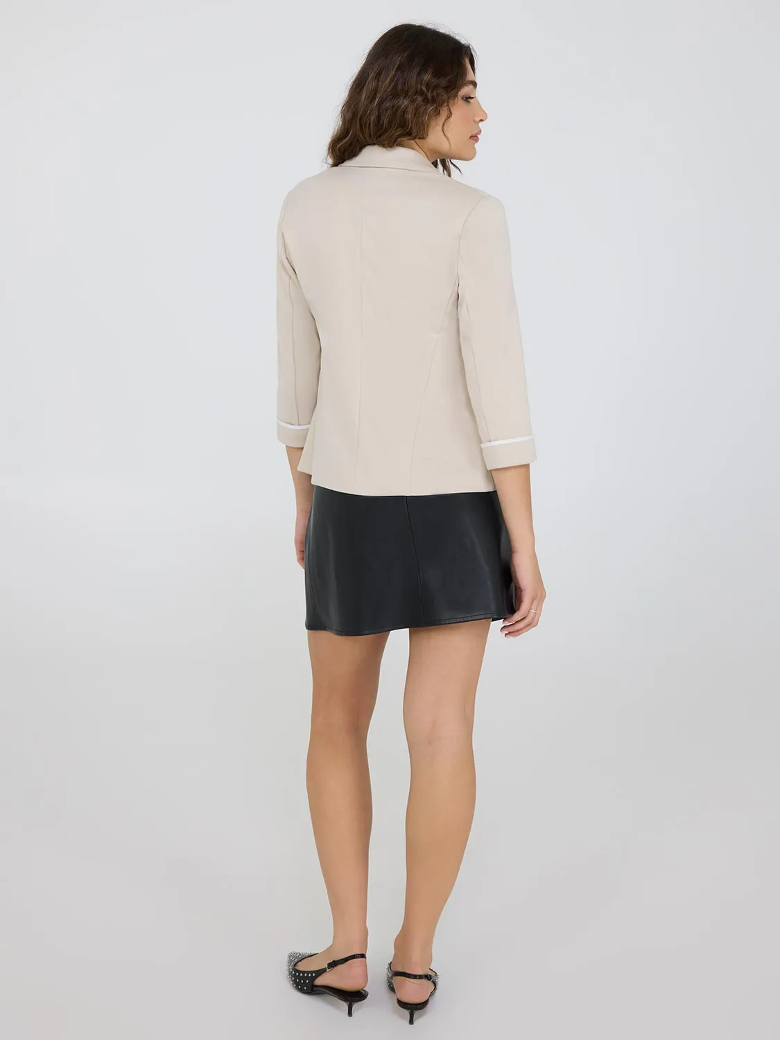 3/4 Contrast Cuff Sleeve Blazer