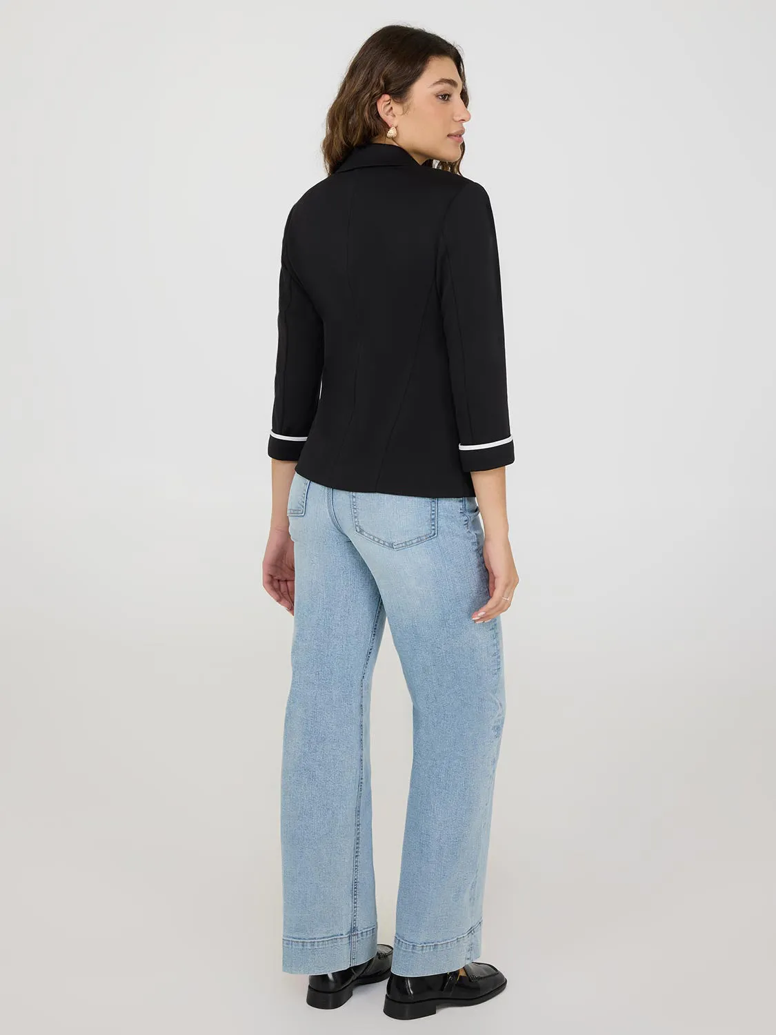 3/4 Contrast Cuff Sleeve Blazer