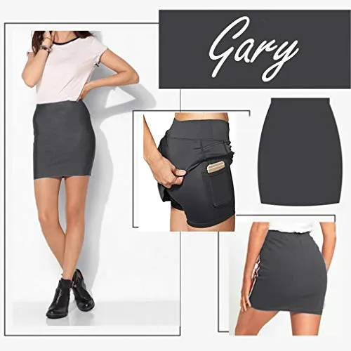 95sCloud Women's Short Culottes Tennis Skirt Yoga Sport Skort with Inner Shorts & Pocket Lightweight Shorts Tennis Skirt Active Athletic Skort for Golf, Running, Sports and Training (Grey, L)