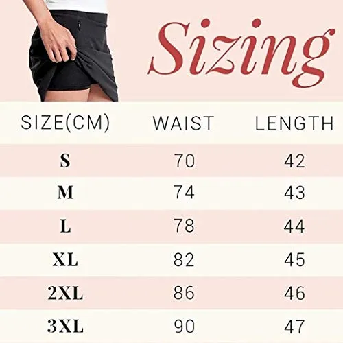 95sCloud Women's Short Culottes Tennis Skirt Yoga Sport Skort with Inner Shorts & Pocket Lightweight Shorts Tennis Skirt Active Athletic Skort for Golf, Running, Sports and Training (Grey, L)