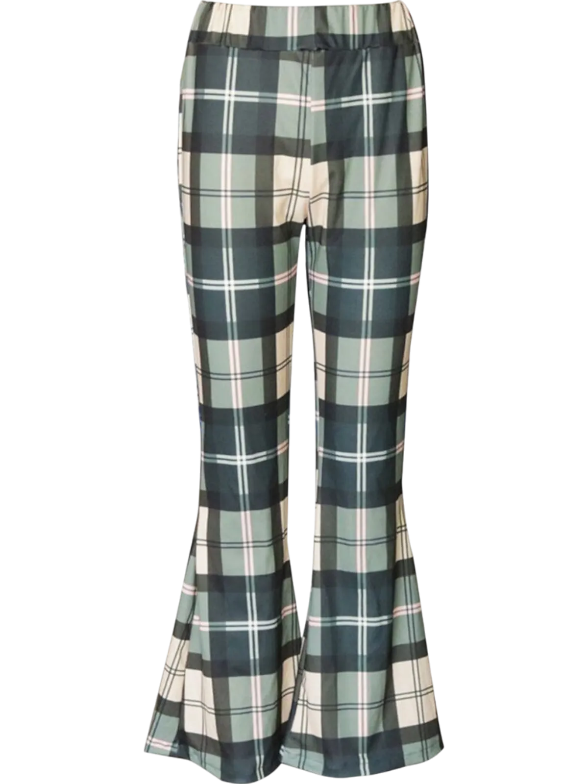 Amelia Plaid High-Waist Flared Pants