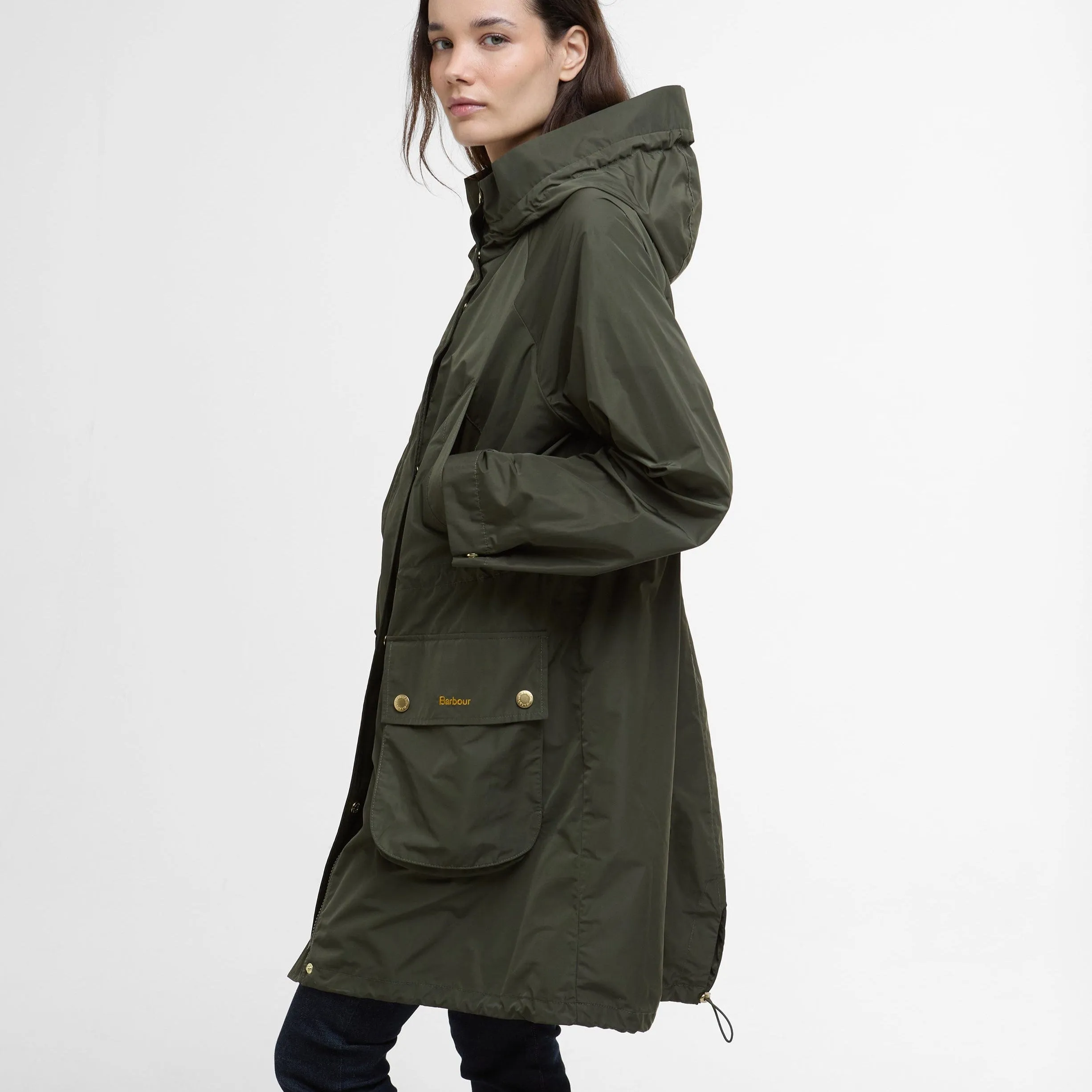 Barbour Una Showerproof Jacket In Olive/Tartan
