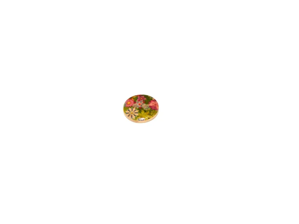 Beige Pink Green Floral Printed 2 Hole Wooden Buttons