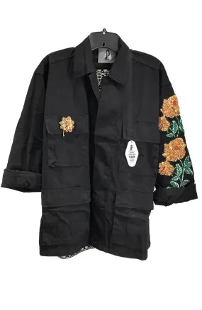 Black Jacket with Black Lace Back & Gold Details