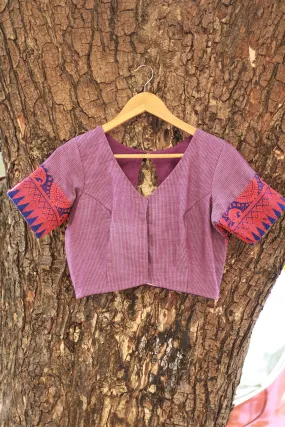 Blouse | North Eastern Embroidery | Pink on Purple