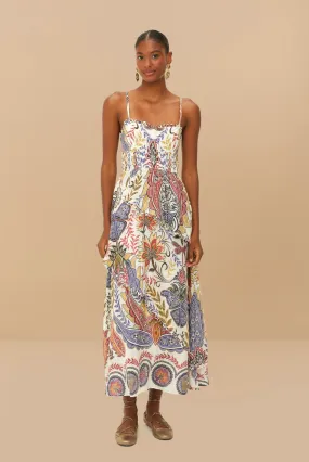 Boho Glam Off-White Loopy Cups Maxi Dress