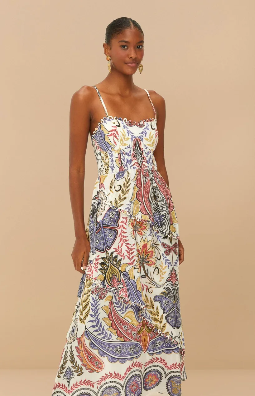 Boho Glam Off-White Loopy Cups Maxi Dress