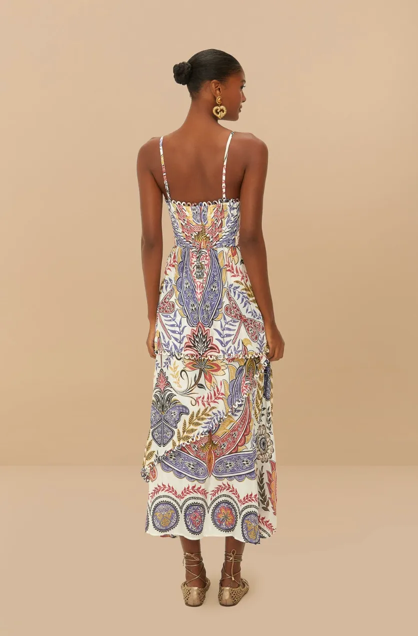 Boho Glam Off-White Loopy Cups Maxi Dress