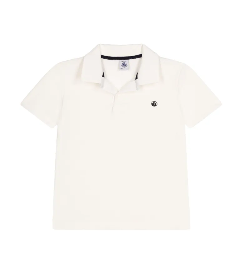 Boy White Short-Sleeve Polo