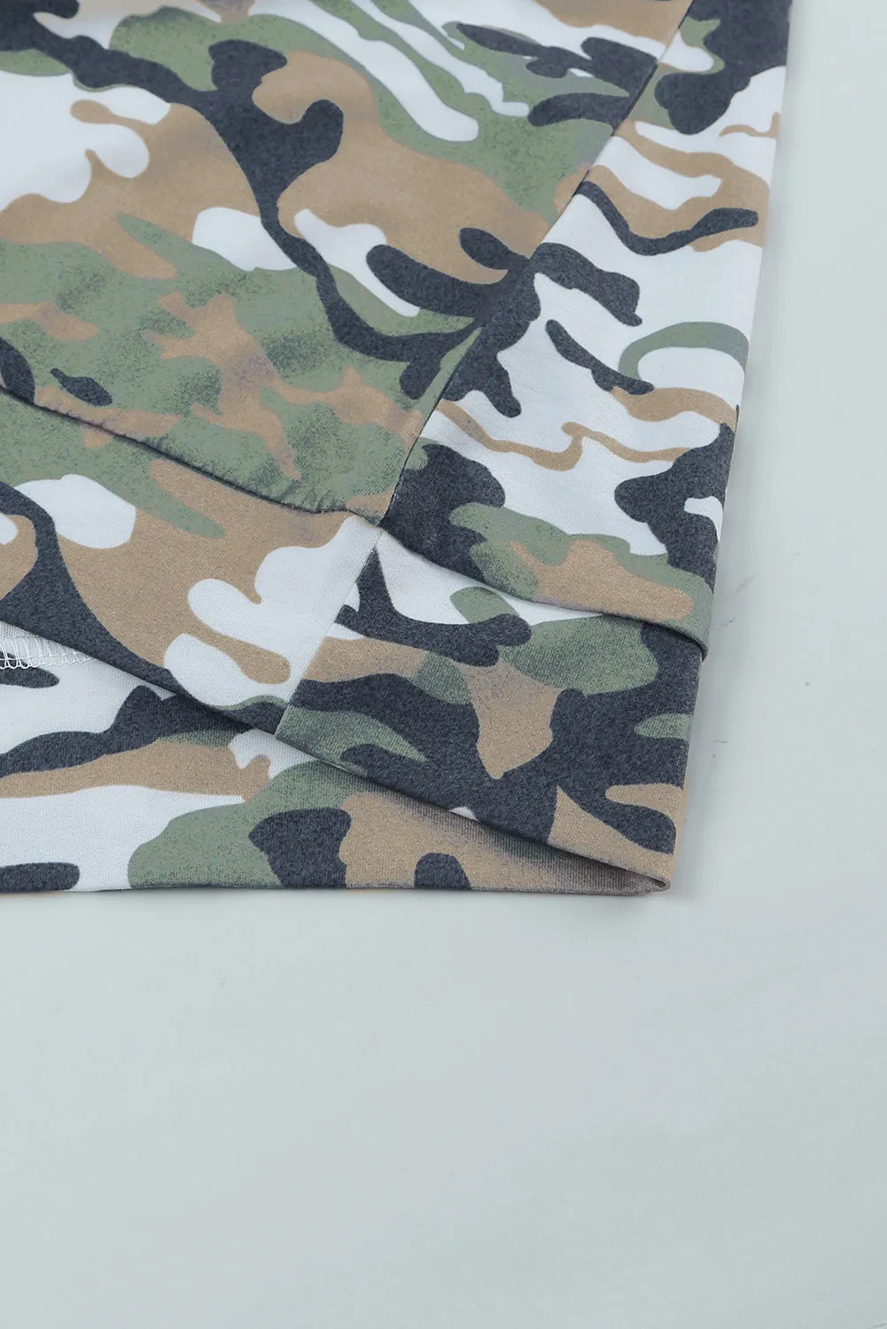 Camouflage Sequins Back Drawstring Hoodie