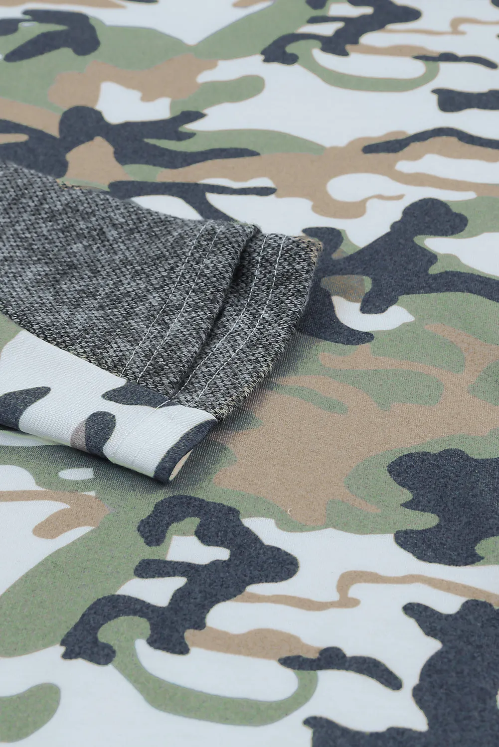Camouflage Sequins Back Drawstring Hoodie
