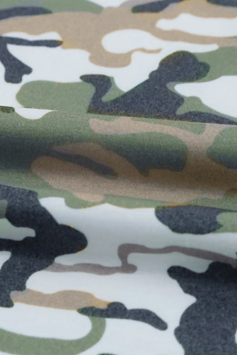Camouflage Sequins Back Drawstring Hoodie