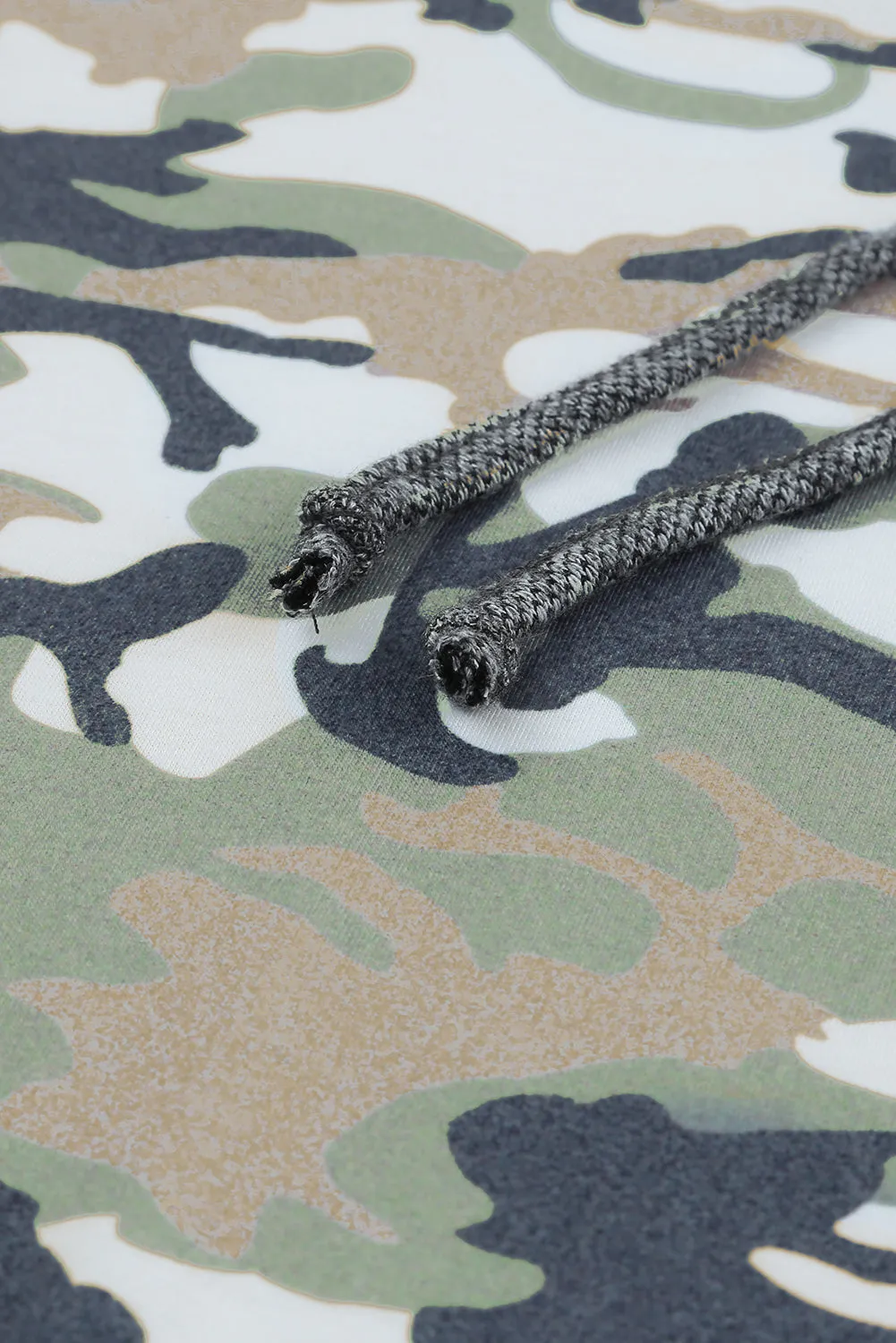 Camouflage Sequins Back Drawstring Hoodie