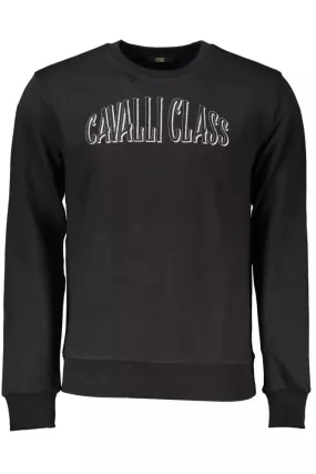Cavalli Class Sophisticated Embroidered Black Sweater