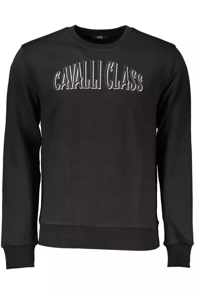 Cavalli Class Sophisticated Embroidered Black Sweater