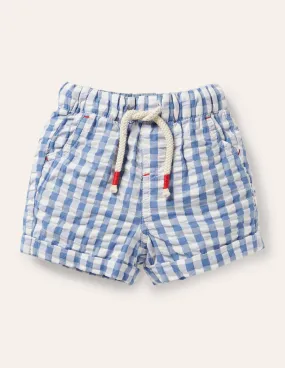 Check Woven Shorts-Seascape Blue Gingham