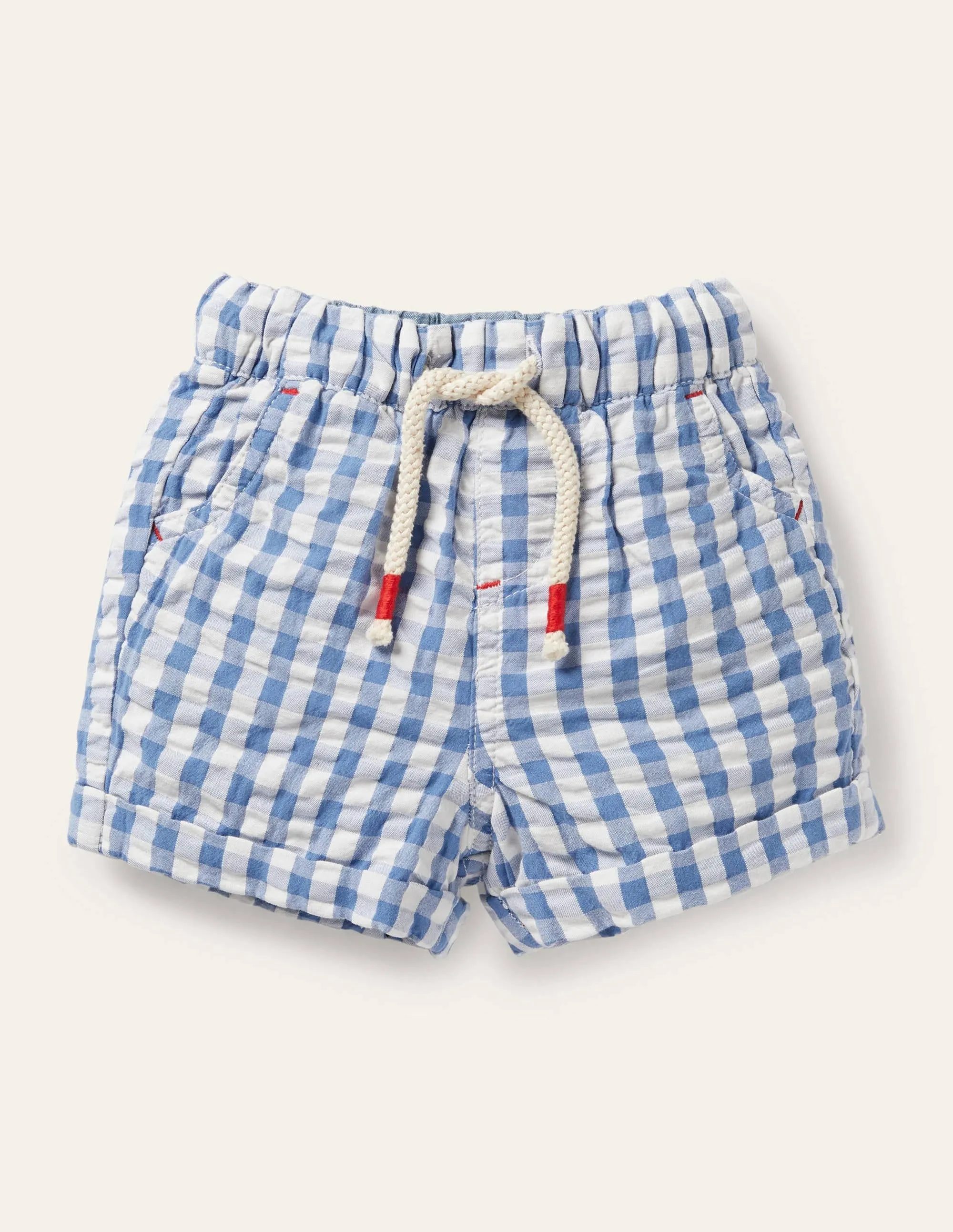 Check Woven Shorts-Seascape Blue Gingham