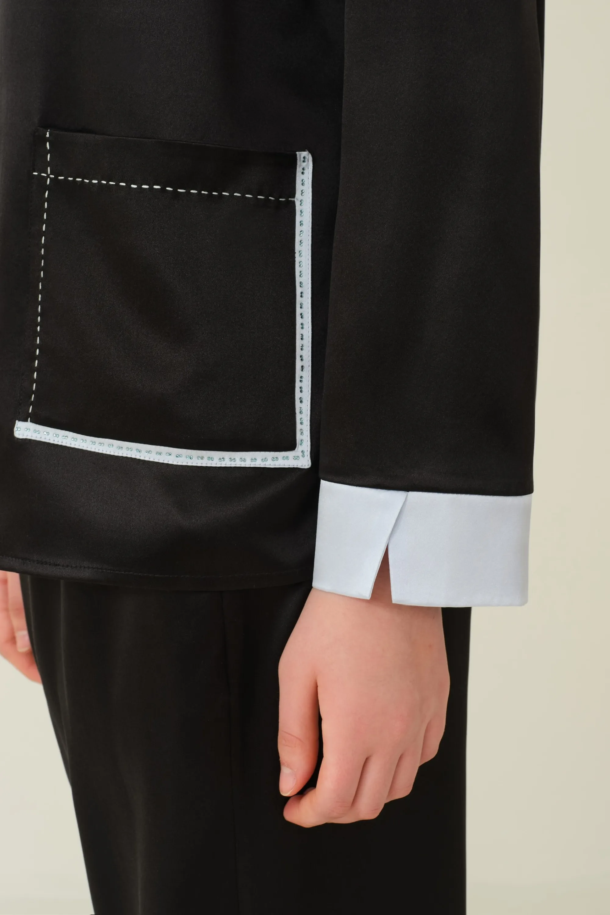 Colourblock Crystal Trim Pyjama Set
