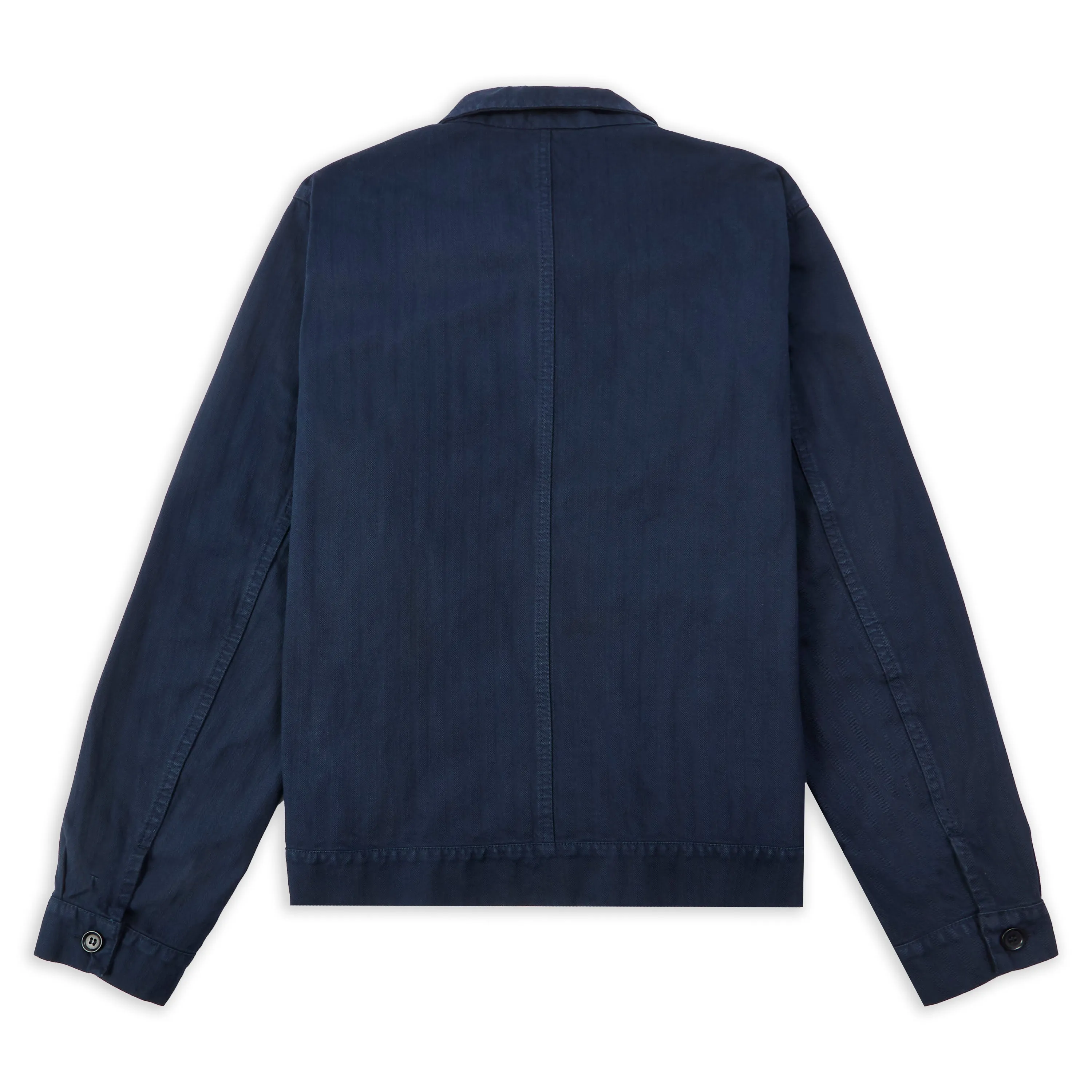 Cotton Bomber Jacket - Navy Herringbone