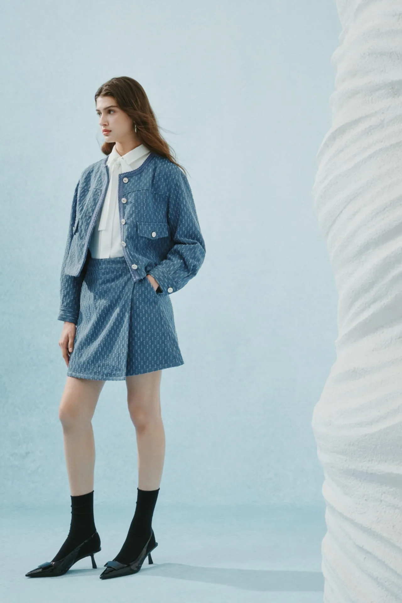 Cotton Denim Jacquard Jacket