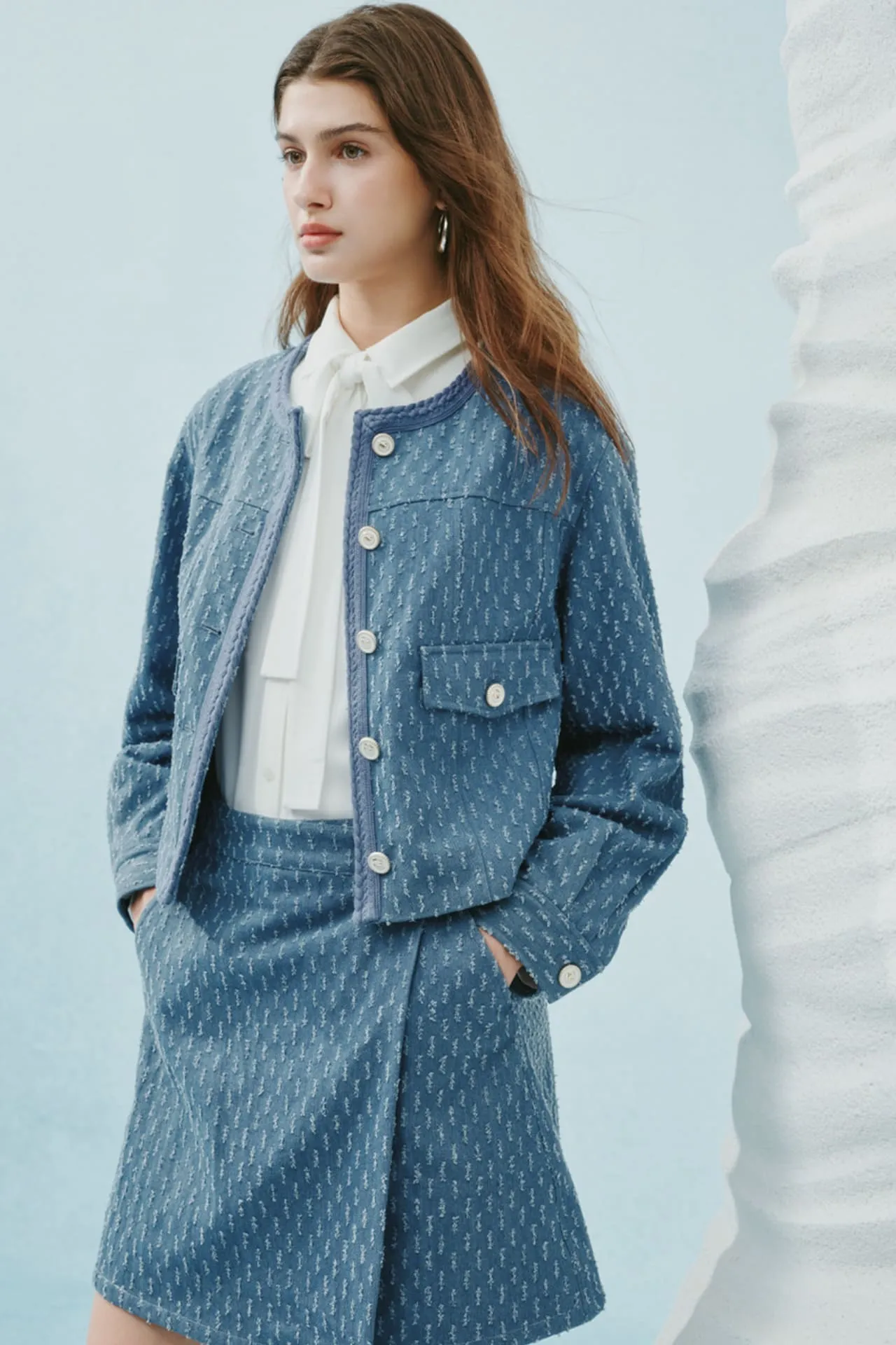 Cotton Denim Jacquard Jacket