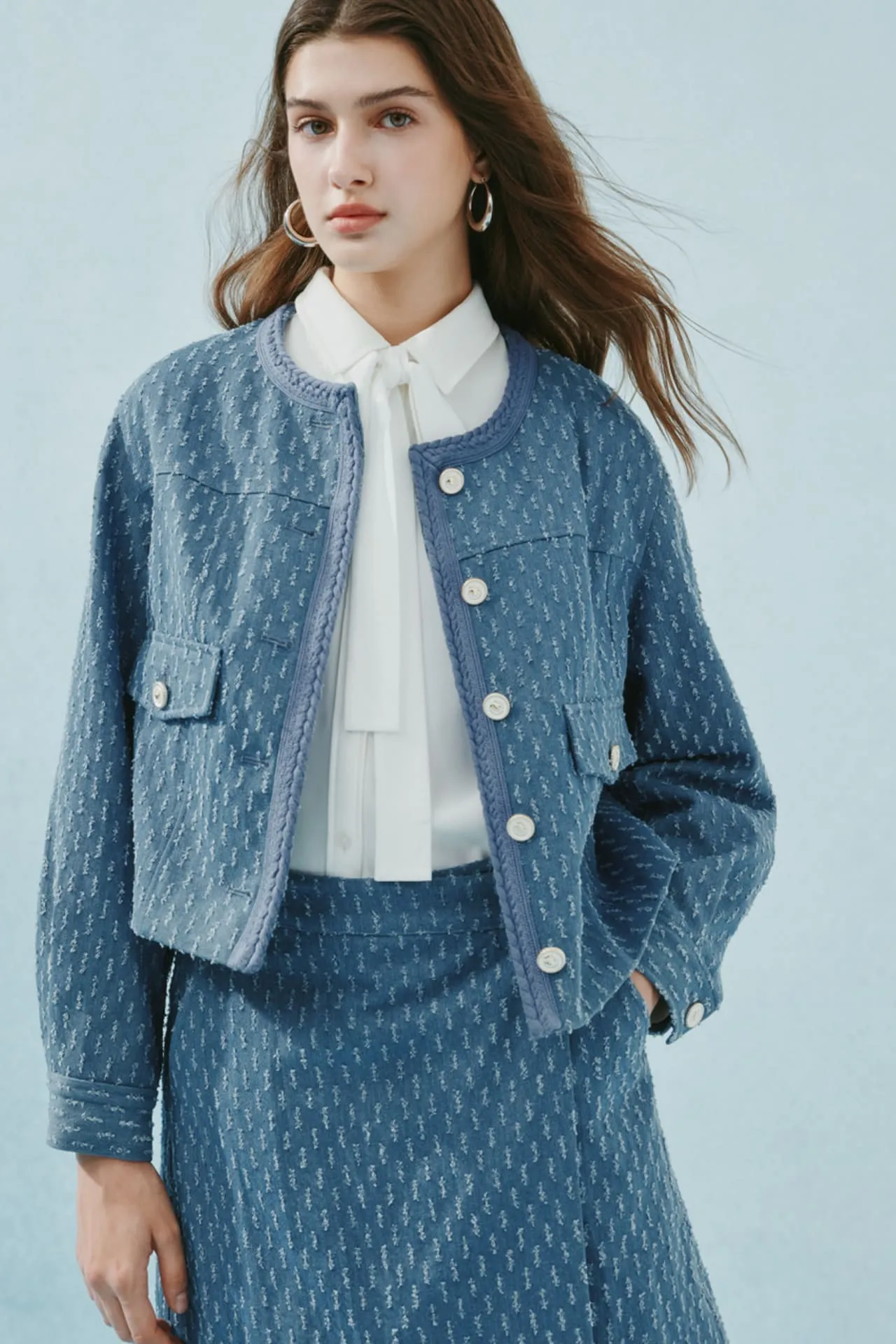 Cotton Denim Jacquard Jacket