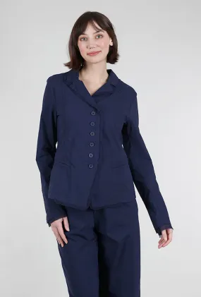 Cotton Linen Twill Mesh Details Jacket, Navy