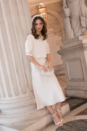 Cream Short Sleeve Top With Sleeve Detail