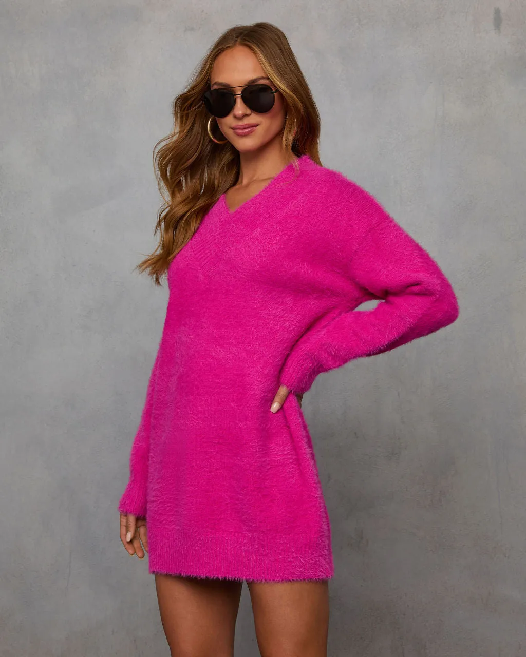 Cresa Fuzzy V-Neck Sweater Dress