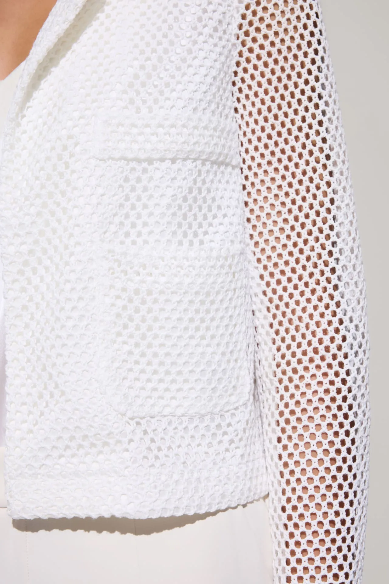 Crochet Lace Round Neck Open Front Jacket