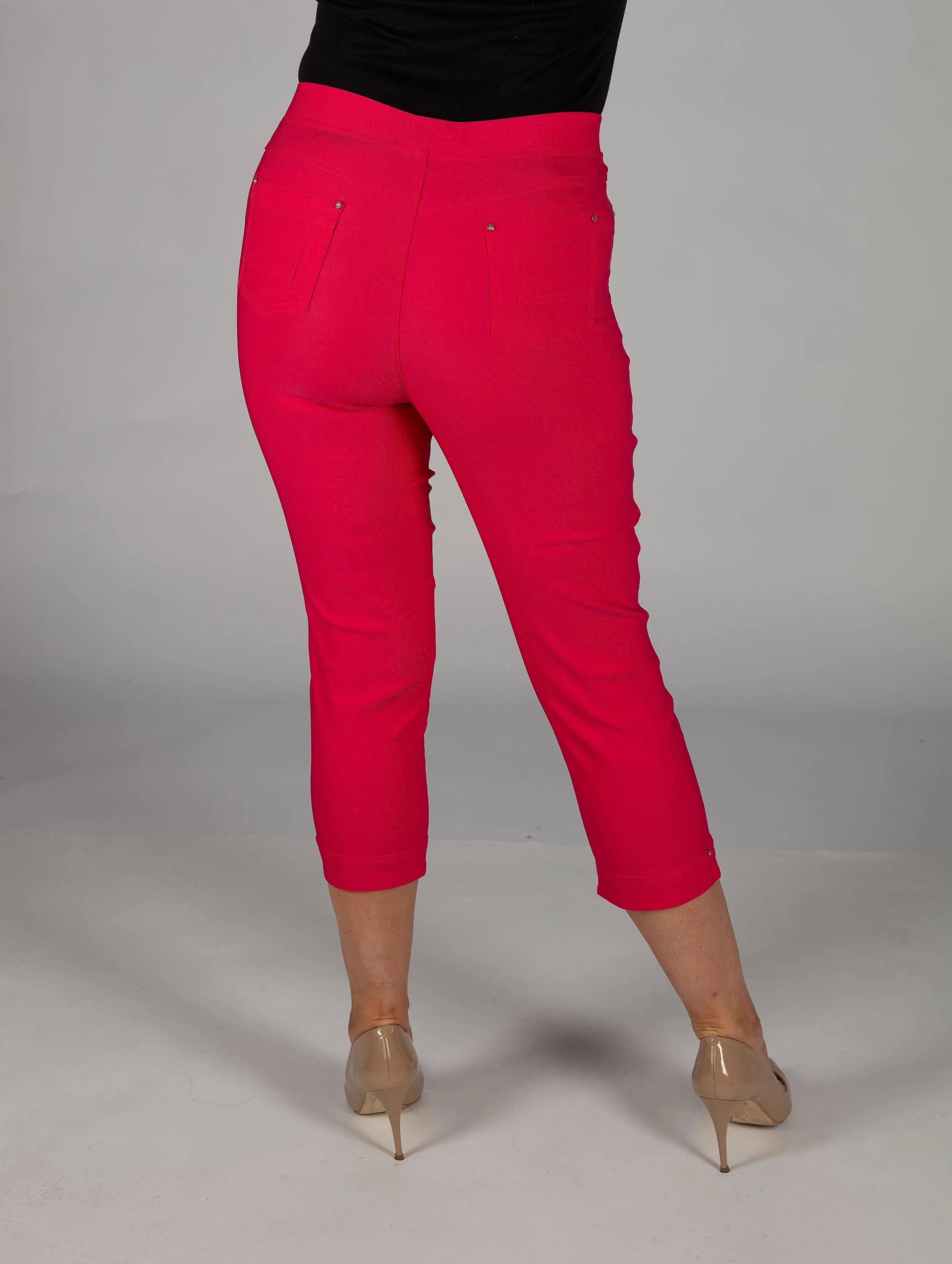 Cropped Trouser - T28345 -  Cerise