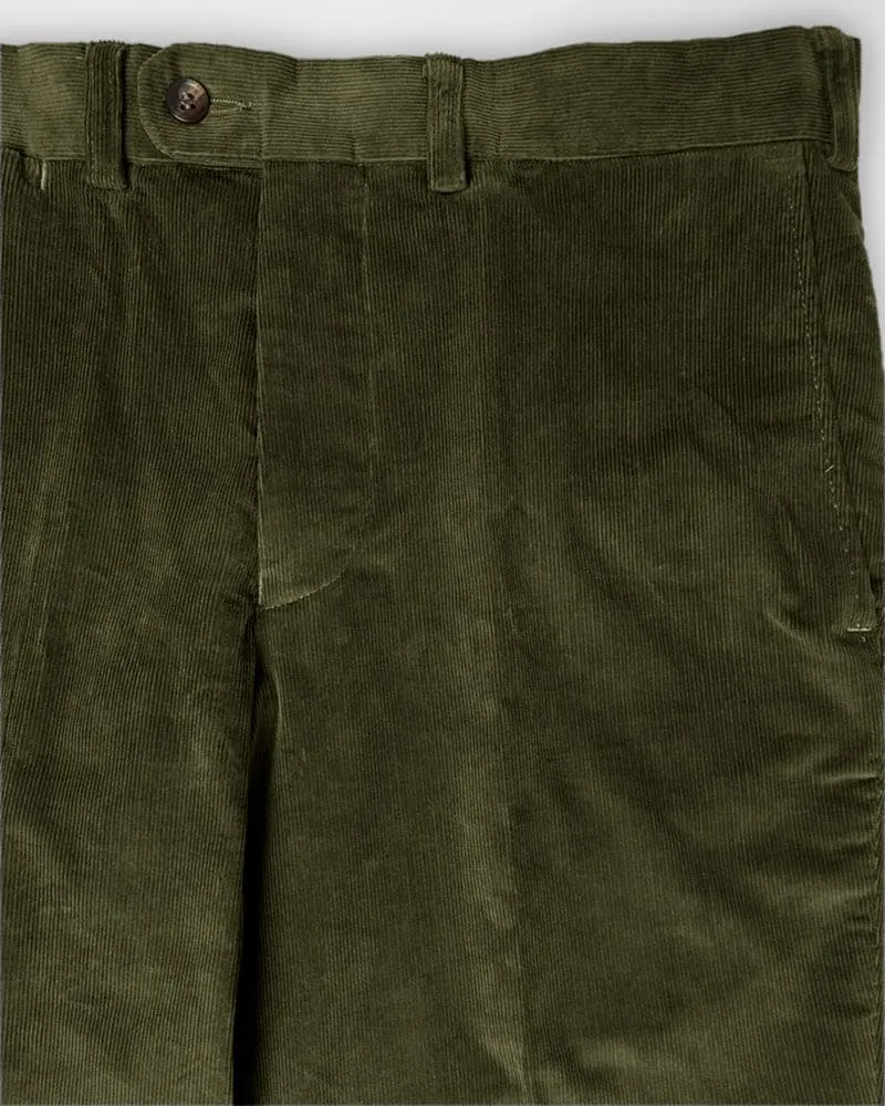 Dark Olive Cotton Corduroy Trousers