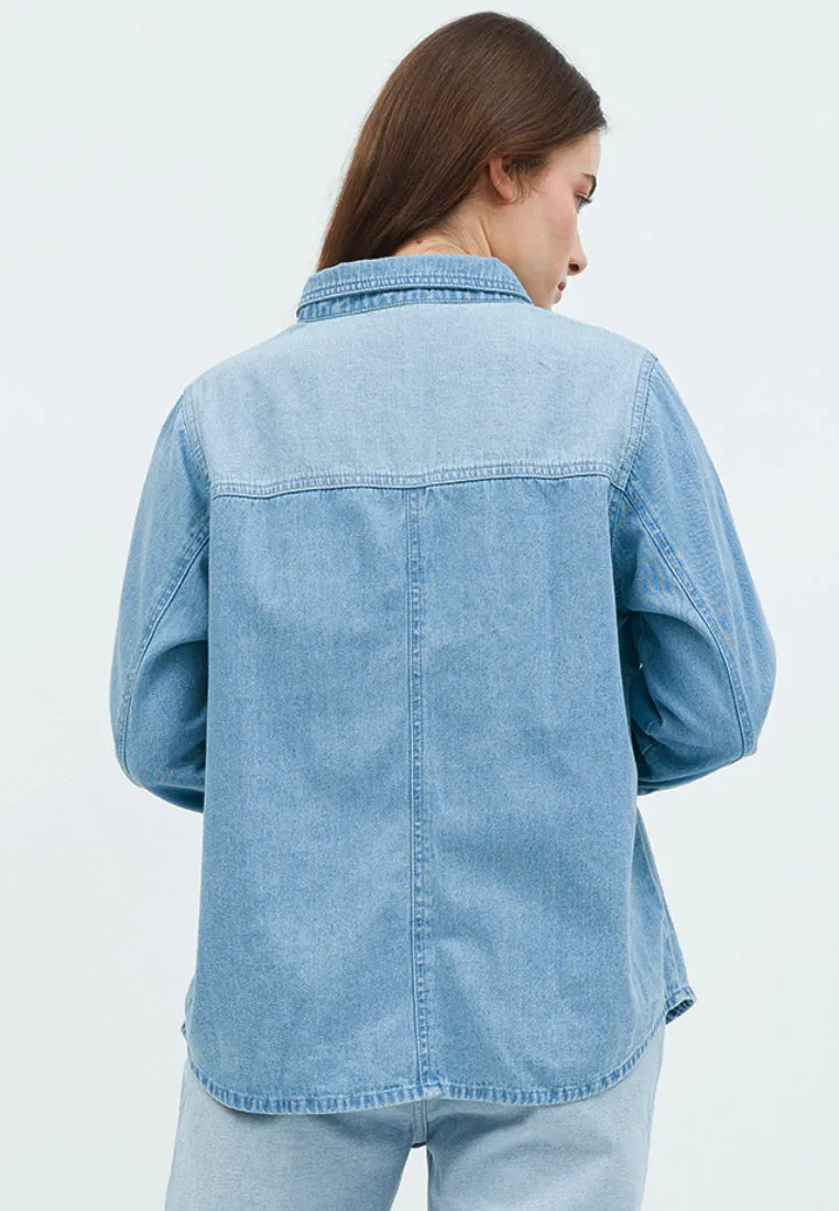 Denim Blouse with Patchwork Details
