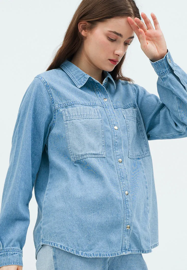 Denim Blouse with Patchwork Details