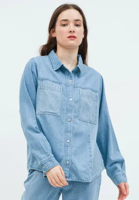Denim Blouse with Patchwork Details