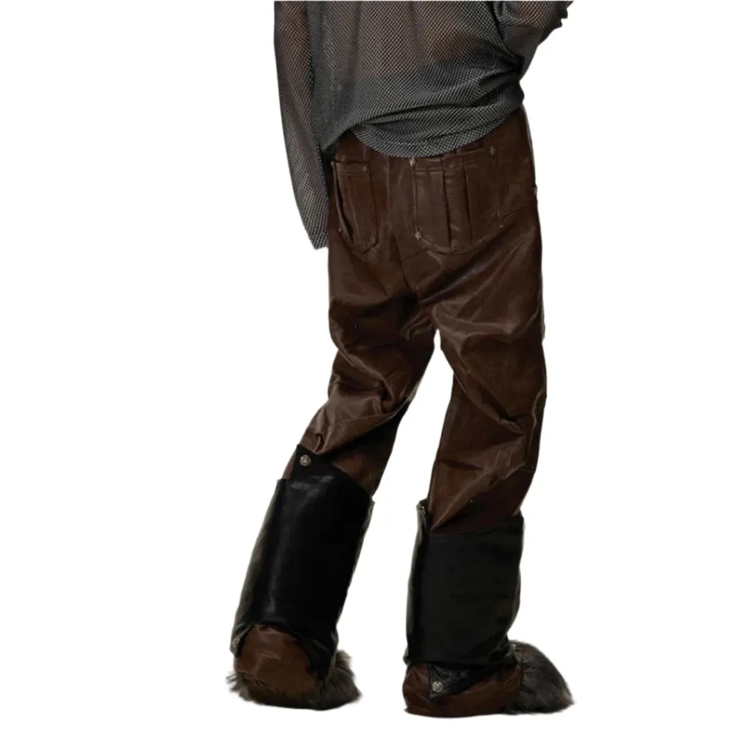 Detachable-Style Leather Trousers