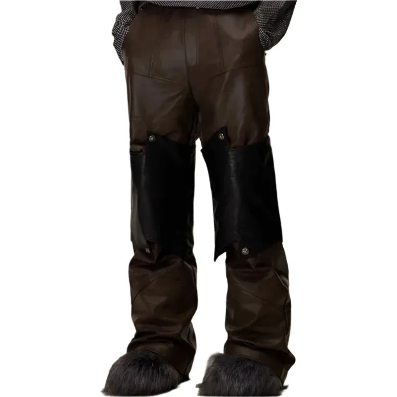 Detachable-Style Leather Trousers