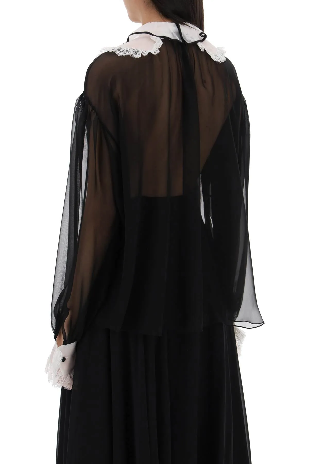 Dolce & gabbana chiffon blouse with plastr F5S17T FU1AT NERO
