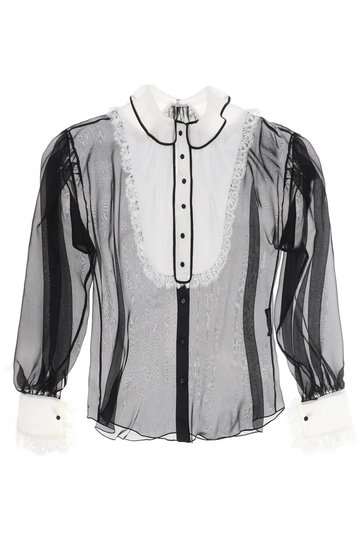 Dolce & gabbana chiffon blouse with plastr F5S17T FU1AT NERO