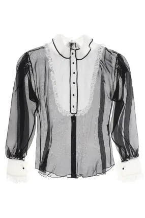 Dolce & gabbana chiffon blouse with plastr F5S17T FU1AT NERO
