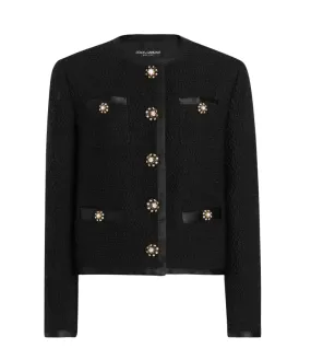 Dolce & Gabbana cropped single-breasted bouclé tweed jacket