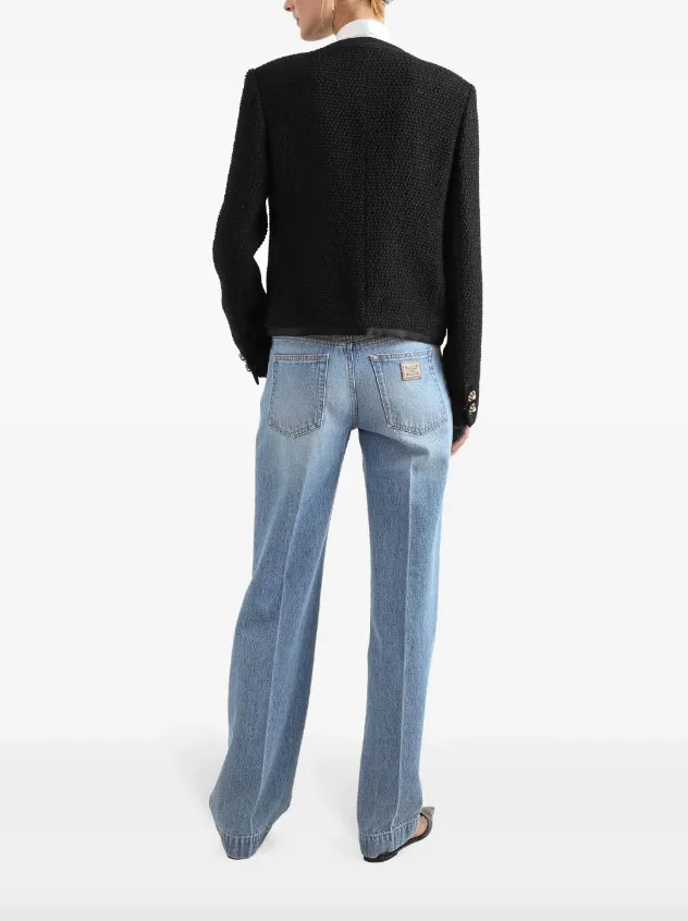 Dolce & Gabbana cropped single-breasted bouclé tweed jacket