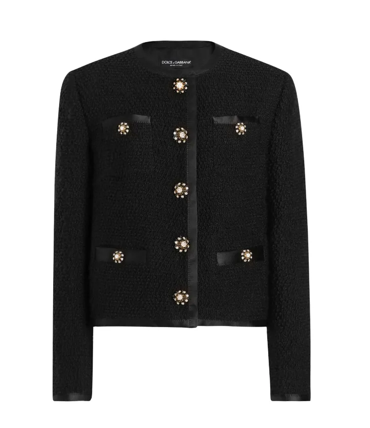 Dolce & Gabbana cropped single-breasted bouclé tweed jacket