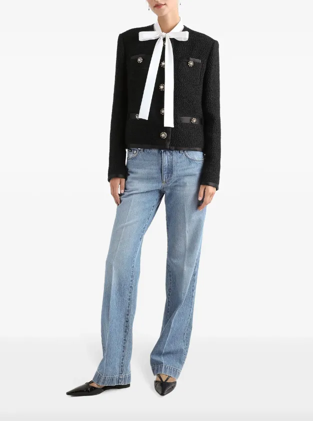 Dolce & Gabbana cropped single-breasted bouclé tweed jacket