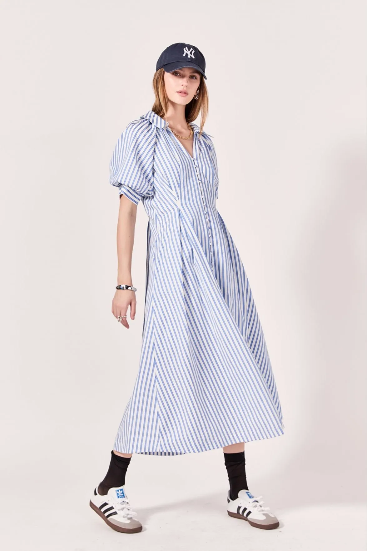 Everly Seersucker Striped Midi Dress