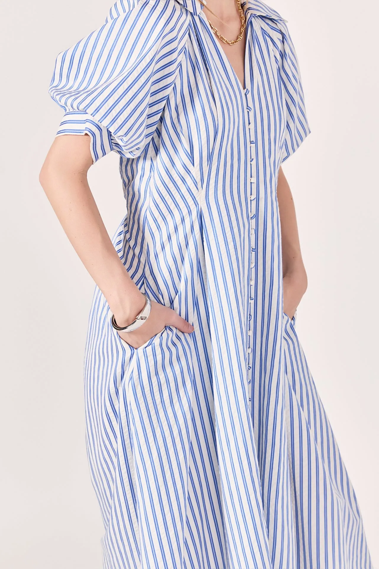 Everly Seersucker Striped Midi Dress