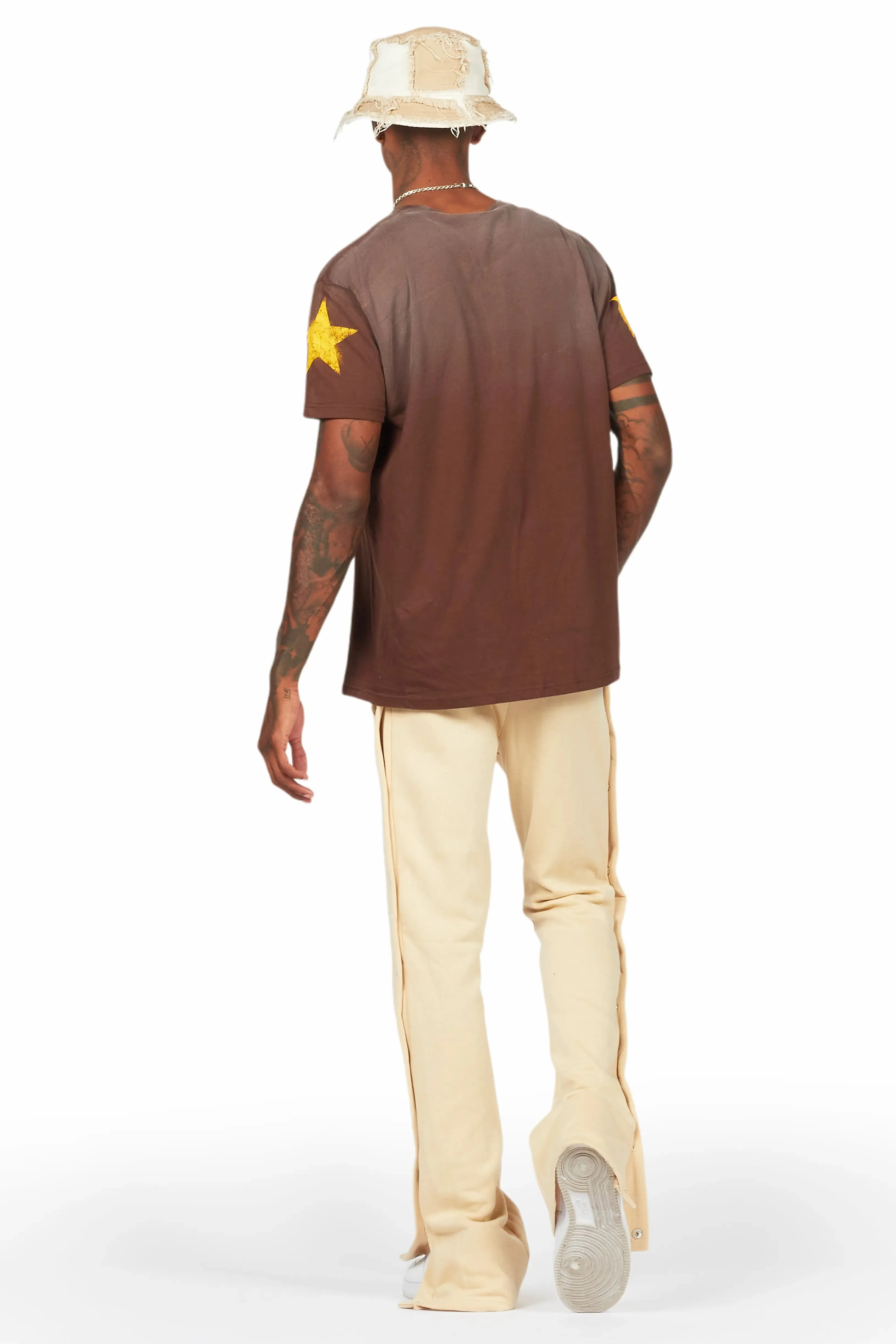 Filip Beige Baggy Snap Button Pant